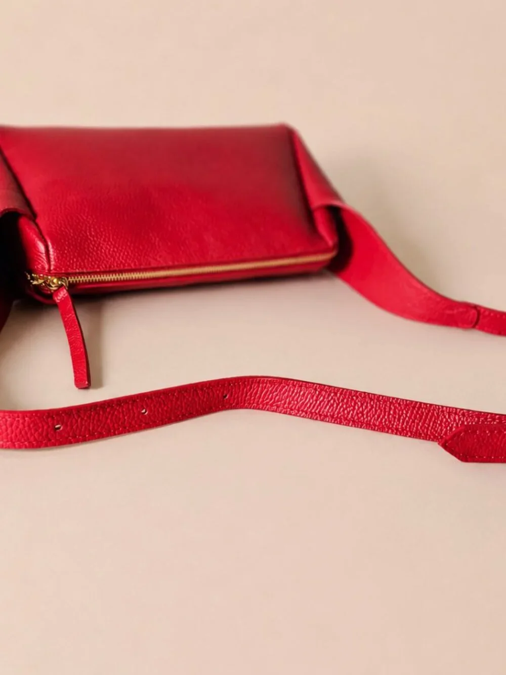 Italian Leather Red Shoulder Bag, Leather Crossbody Purse